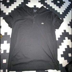 LACOSTE HENLEY MENS LARGE SLIM FIT BLACK